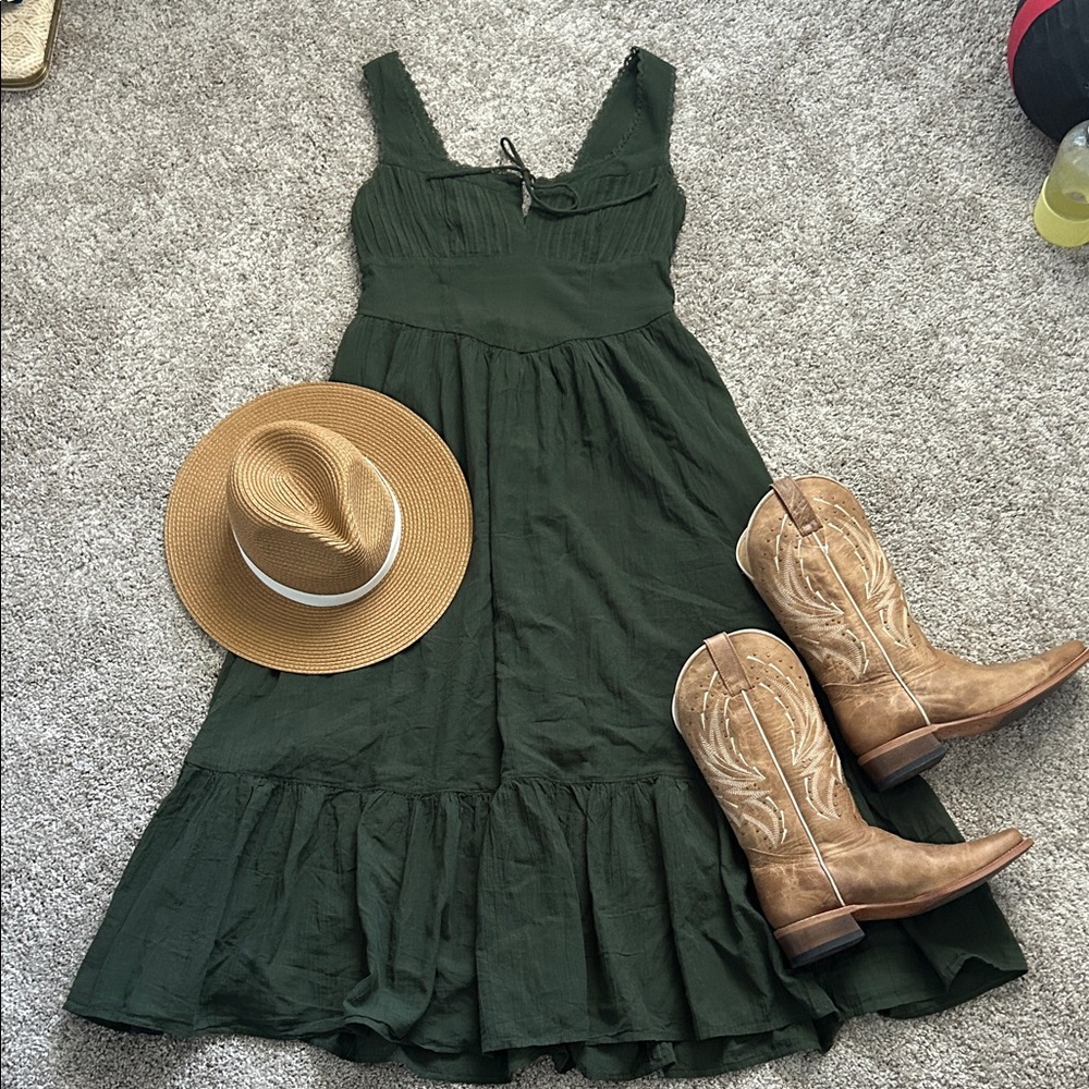 American Eagle Outfitters Olive Green Sleeveless Maxi Dress